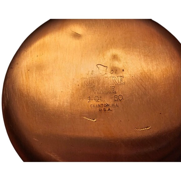 Revere Ware 1 Qt. Pan Stainless Steel Copper NO LID SEE PICS FOR DAMAGED HANDLE - Picture 3 of 6